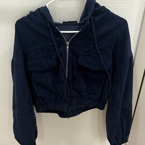 SHEIN Navy Corduroy Utility Jacket